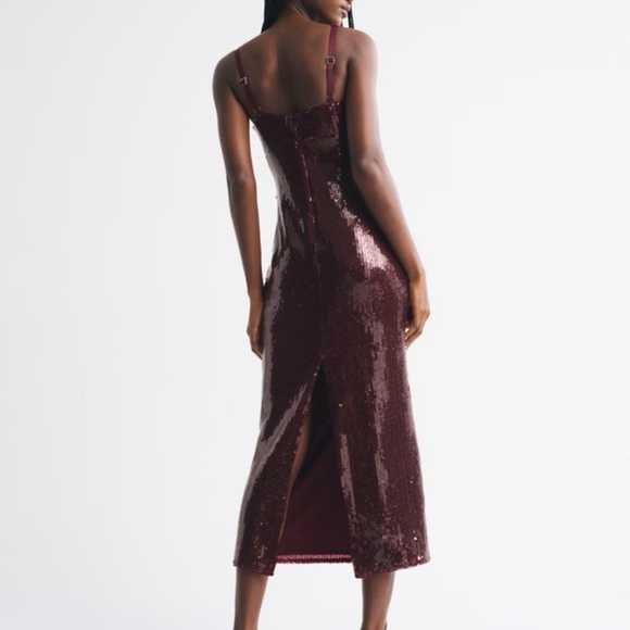 Abercrombie & Fitch Burgundy Sequin Midi Dress - Picture 3 of 5
